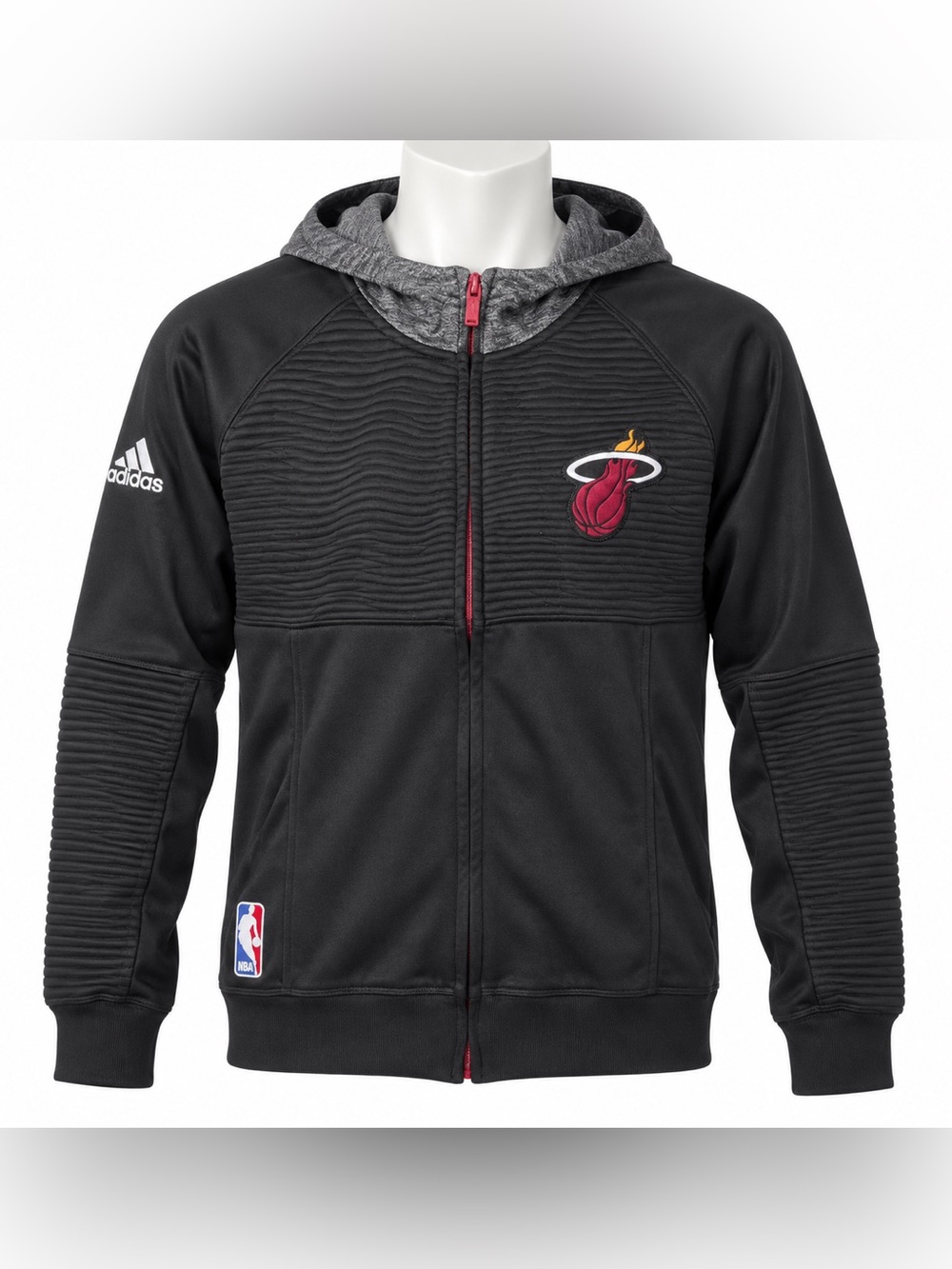Adidas Miami Heat NBA On-Court PreGame Full Zip Hoodie Jacket Black Men's Size S